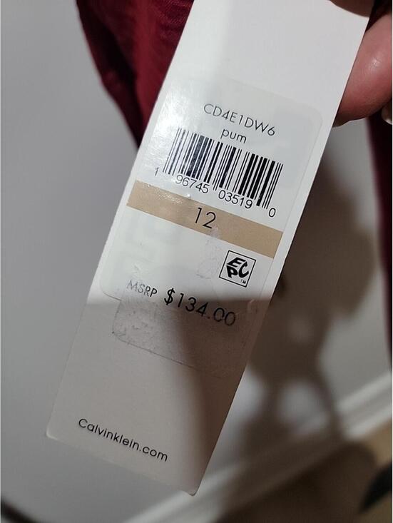 Calvin Klein Women\'s Dress Size 12 Red Long Sleeve A-Line  NWT $134.00 #CC